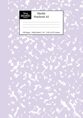 Marble Notebook A5: Lilac Purple Marble Wide Ruled Journal Cover Image