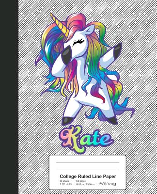 College Ruled Line Paper: KATE Unicorn Rainbow Notebook (Weezag College Ruled Line Paper Notebook #823)