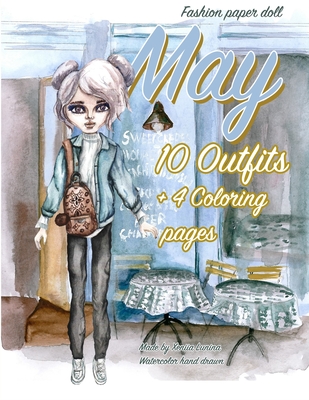 Fashion paper doll May: 10 Outfits + 4 colouring pages Cover Image