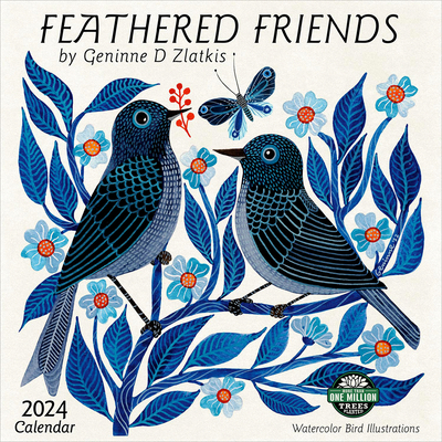 Feathered Friends 2024 Wall Calendar: Watercolor Bird Illustrations by Geninne Zlatkis By Amber Lotus Publishing (Created by) Cover Image