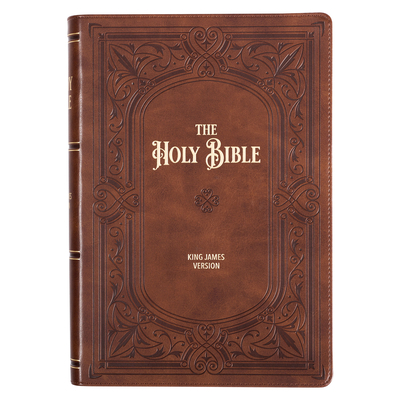 KJV Study Bible, Large Print Faux Leather - Thumb Index, King James Version Holy Bible, Art Nouveau Framed Saddle Tan By Christian Art Gifts (Created by) Cover Image
