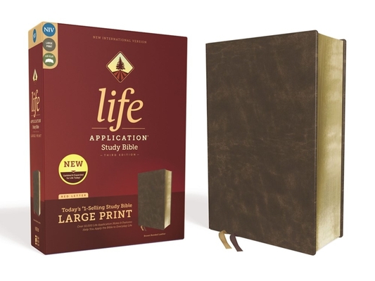 Niv, Life Application Study Bible, Third Edition, Large Print, Bonded Leather, Brown, Red Letter Edition Cover Image