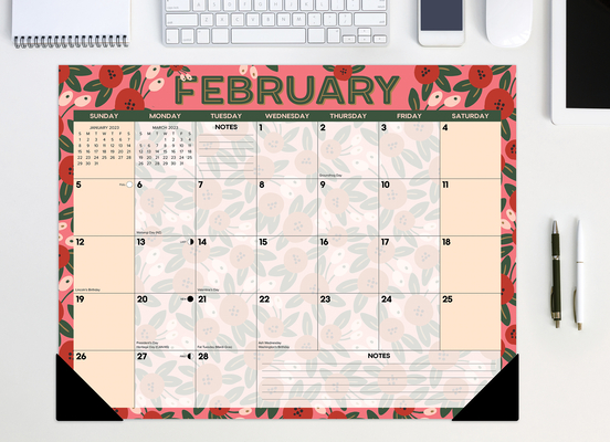 Spring Floral 2023 22 X 17 Large Monthly Deskpad (Desk) | Bookmarks