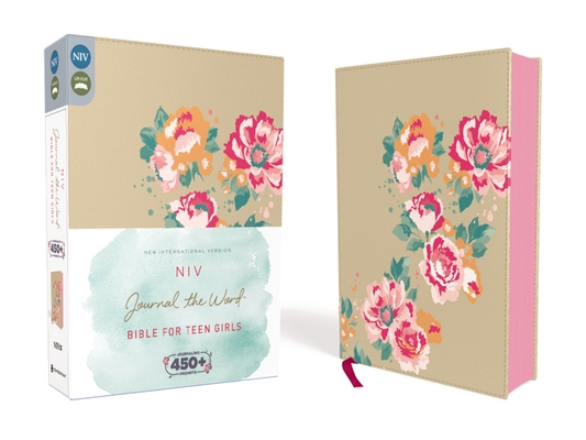NIV, Journal the Word Bible for Teen Girls, Imitation Leather, Gold/Floral: Includes Hundreds of Journaling Prompts! By Zondervan Cover Image