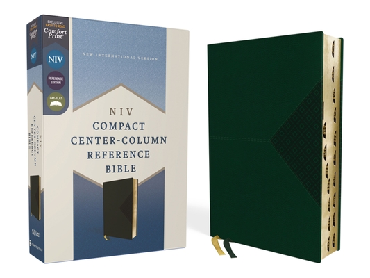 Niv, Compact Center-Column Reference Bible, Leathersoft, Green, Red Letter, Thumb Indexed. Comfort Print Cover Image