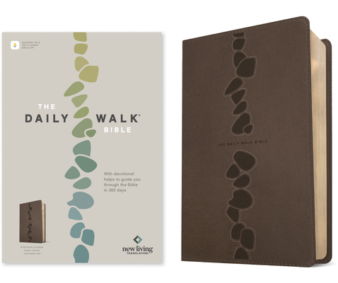 The Daily Walk Bible NLT (Leatherlike, Stepping Stones Dark Taupe, Filament Enabled) Cover Image