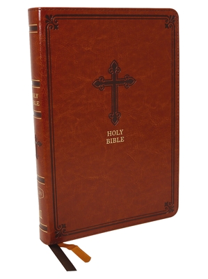 Kjv, Thinline Bible, Large Print, Leathersoft, Brown, Red Letter Edition, Comfort Print By Thomas Nelson Cover Image