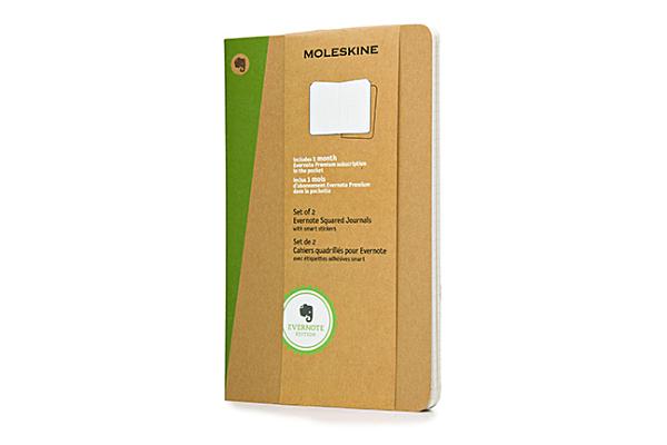 Moleskine Evernote Journal with Smart Stickers, Large, (Set of 2), Squared, Kraft Brown, Soft Cover (5 x 8.25) Cover Image