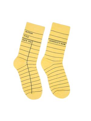 Library Card (Yellow) Socks - Large