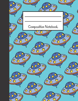 Composition Notebook: Large 120 Page, Back to School Notebook, Blue Alien UFO Design (8.5 X 11) Cover Image