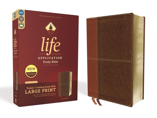Niv, Life Application Study Bible, Third Edition, Large Print, Leathersoft, Brown, Red Letter Edition Cover Image
