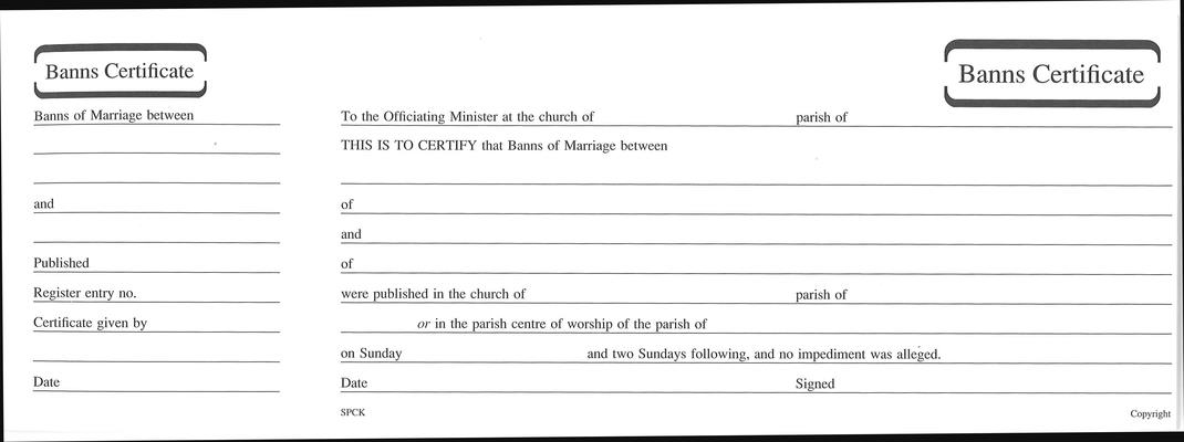 Banns of Marriage Certificate Book Mb6  Cover Image