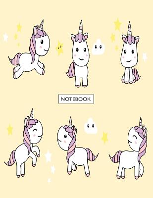 Notebook: Unicorns on orange cover and Dot Graph Line Sketch pages, Extra large (8.5 x 11) inches, 110 pages, White paper, Sketc Cover Image