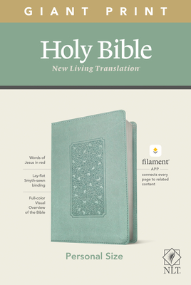 NLT Personal Size Giant Print Bible, Filament Enabled Edition (Red Letter, Leatherlike, Floral Frame Teal) By Tyndale (Created by) Cover Image