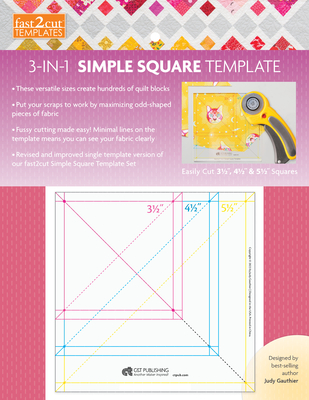 Fast2cut 3-In-1 Simple Square Template: Easily Cut 3 1/2, 4 1/2 & 5 1/2  Squares (Other)