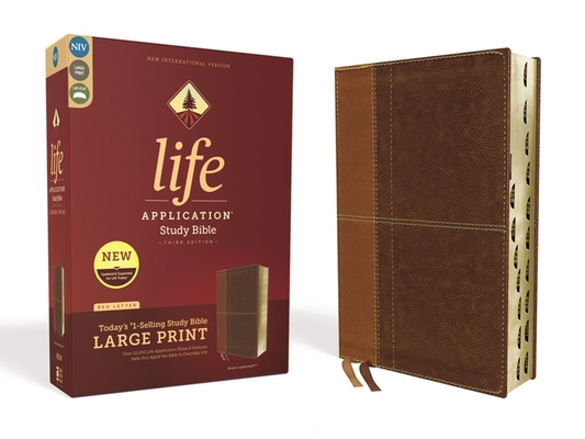 Niv, Life Application Study Bible, Third Edition, Large Print, Leathersoft, Brown, Indexed, Red Letter Edition Cover Image
