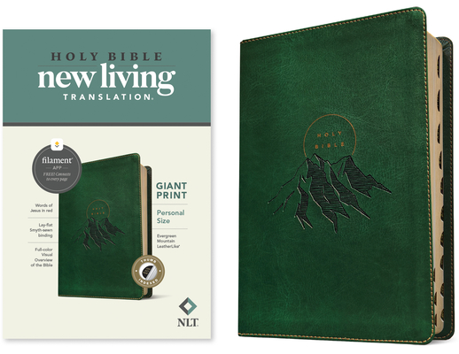 NLT Personal Size Giant Print Bible, Filament-Enabled Edition (Leatherlike, Evergreen Mountain, Indexed, Red Letter) Cover Image