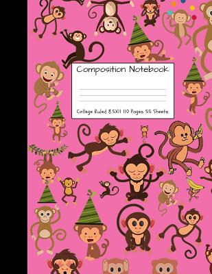 Composition Notebook College Ruled 8.5 inch x 11 inch: Monkey Party Monkeys Cute Composition Notebook, College Notebooks, Girl Boy School Notebook, Co Cover Image