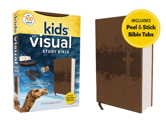 Niv, Kids' Visual Study Bible, Leathersoft, Bronze, Full Color Interior, Peel/Stick Bible Tabs: Explore the Story of the Bible---People, Places, and H By Zondervan Cover Image