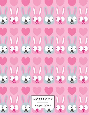 Notebook magic lover: Cute bunny on pink cover and Dot Graph Line Sketch pages, Extra large (8.5 x 11) inches, 110 pages, White paper, Sketc Cover Image