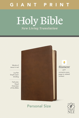 NLT Personal Size Giant Print Bible, Filament Enabled Edition (Red Letter, Leatherlike, Rustic Brown) By Tyndale (Created by) Cover Image