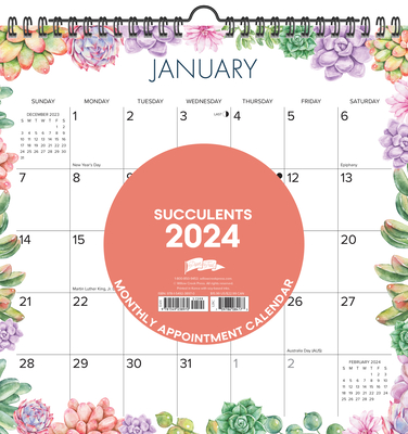 Succulents 2024 12 X 12 Spiral Wall Calendar Cover Image