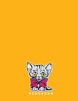 Notebook: Cute cat on dark yellow cover and Dot Graph Line Sketch pages, Extra large (8.5 x 11) inches, 110 pages, White paper, Cover Image