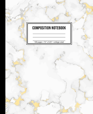 Composition Notebook: College Ruled White Marble Notebook With 100 Pages Cover Image
