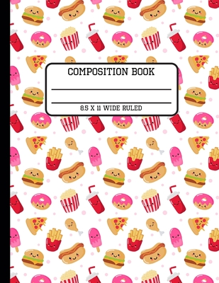 Composition Book Wide Ruled: Trendy Foodies Kawaii Back to School Writing Notebook for Students and Teachers in 8.5 x 11 Inches Cover Image