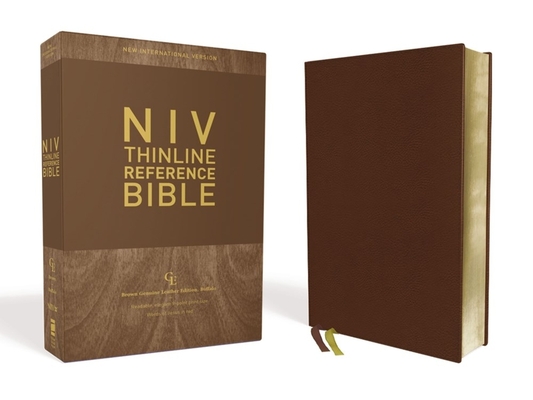 Niv, Thinline Reference Bible, Genuine Leather, Buffalo, Brown, Red Letter Edition, Comfort Print Cover Image