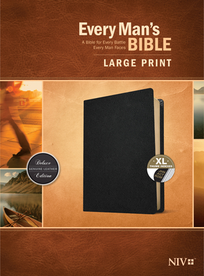 Every Man's Bible Niv, Large Print (Genuine Leather, Black, Indexed) By Tyndale (Created by), Stephen Arterburn (Notes by), Dean Merrill (Notes by) Cover Image