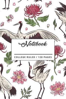 Notebook: Crane Bird Floral Pattern Notebook By Party Peeps Cover Image