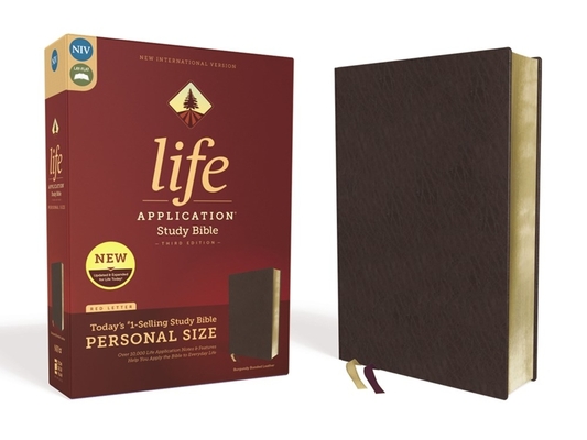 Niv, Life Application Study Bible, Third Edition, Personal Size, Bonded Leather, Burgundy, Red Letter Edition Cover Image