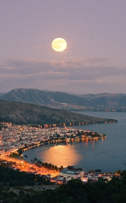 Notebook: Kastoria Greece Lake Moon Western Macedonia Cover Image