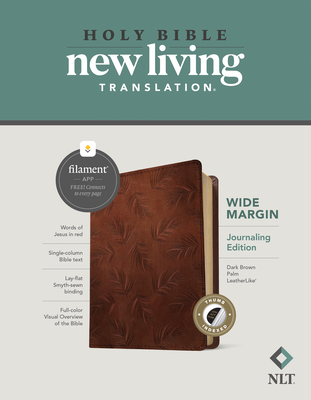 NLT Wide Margin Bible, Filament-Enabled Edition (Leatherlike, Dark Brown Palm, Indexed, Red Letter) Cover Image