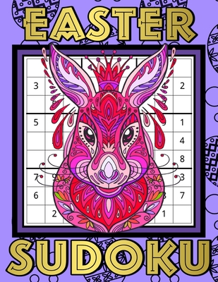 Easter Sudoku: Sudoku Puzzles Game Book with Solutions for Kids, Teens, Seniors, Adults - One Puzzle Per Page - Large Print - Purple Cover Image