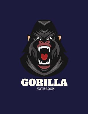 Gorilla notebook: Gorilla on dark blue cover and Dot Graph Line Sketch pages, Extra large (8.5 x 11) inches, 110 pages, White paper, Ske Cover Image