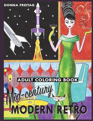 Mid-century Modern Retro Adult Coloring Book Cover Image