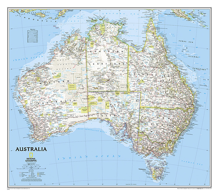 National Geographic Australia Wall Map - Classic (30.25 X 27 In) (National Geographic Reference Map) Cover Image