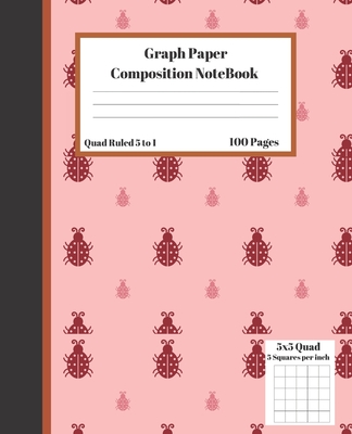 Graph Composition Notebook 5 Squares per inch 5x5 Quad Ruled 5 to 1 100 Sheets: Cute Funny Lady Bug Gift Notepad / Grid Squared Paper Back To School G Cover Image