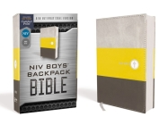 Niv, Boys' Backpack Bible, Compact, Leathersoft, Yellow/Gray, Red Letter Edition, Comfort Print By Zondervan Cover Image