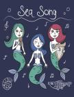 Sea song: Mermaids under the sea party on cover and Dot Graph Line Sketch pages, Extra large (8.5 x 11) inches, 110 pages, White Cover Image