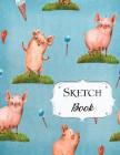 Sketch Book: Pigs Sketchbook Scetchpad for Drawing or Doodling Notebook Pad for Creative Artists Blue By Jazzy Doodles Cover Image