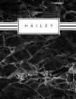 Hailey: Personalized black marble sketchbook with name: 120 Pages By Pencils And Pens Cover Image
