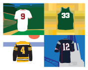 Legends of Boston Sports Jersey Collection Art Print11x14 Cover Image