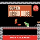 Super Mario Bros. 8-Bit Retro 2024 Wall Calendar with Bonus Diecut Notecards By Nintendo Cover Image