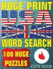 Huge Print USA & England Word Search: 100 Large Print Place Name Puzzles featuring cities in every US State and English Count By Cute Huur Cover Image