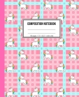 Composition Notebook: Pink Plaid Unicorn Notebook For Girls By Girly Print Notebooks Cover Image