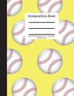 Composition Book 200 Sheet/400 Pages 8.5 X 11 In.-Wide Ruled Baseball-Yellow: Baseball Writing Notebook - Soft Cover By Goddess Book Press Cover Image