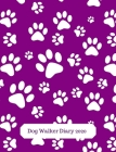 Dog Walker Diary 2020: Appointment diary to record all your dog walking times & client details. Day to a page with hourly slots.Cute paw prin Cover Image